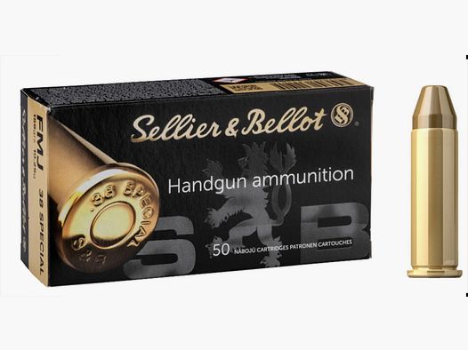 50 Schuss S&B Sellier & Bellot .38 Special Vollmantel 10,24g 158gr FMJ Revolver Patronen Sport SuB