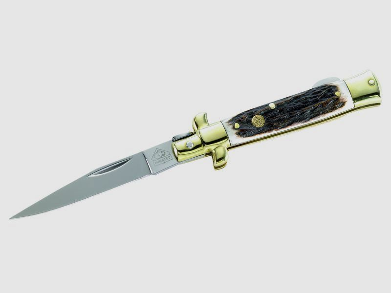 Cuchillo de bolsillo Puma TEC, cuerno de ciervo, latón