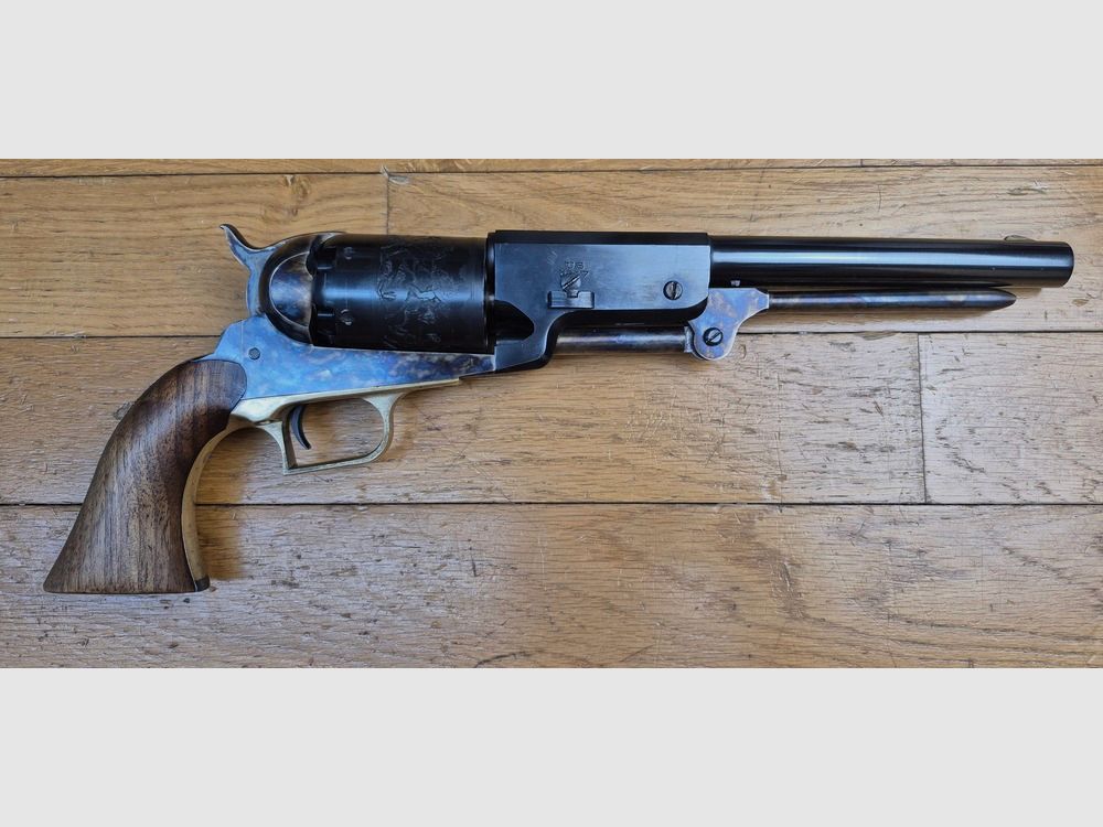 Enormer Colt Walker Revolver – Kal. .44 PN – Herstellung Army San Marco von 1989 – Wunderschöne Brünierung und Marmorierung zu 100% vorhanden – Exzellente Mechanik – Enormer 9-Zoll Lauf mit klaren Zügen – Sehr wenig geschossen – TBE-, Bild 1 von 22