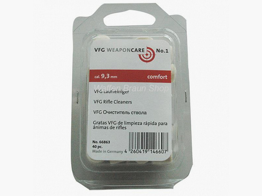 VFG Laufreiniger "comfort" für Langwaffen 9,3mm . Die Laufreiniger bestehen aus reinem Merino-Woll