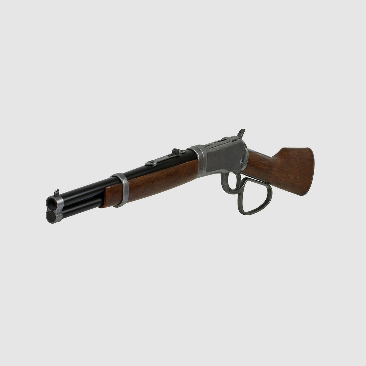 Deko Westerngewehr Kolser Winchester Mare's Leg 26 Zoll realistisches Repetieren mit HĂĽlsenauswurf LĂ¤nge 67 cm altgrau