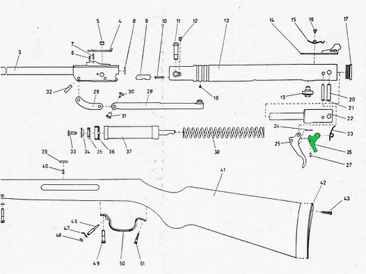 Abzugshaken Trigger hook fĂĽr Luftgewehr Haenel 284-III, Ersatzteil