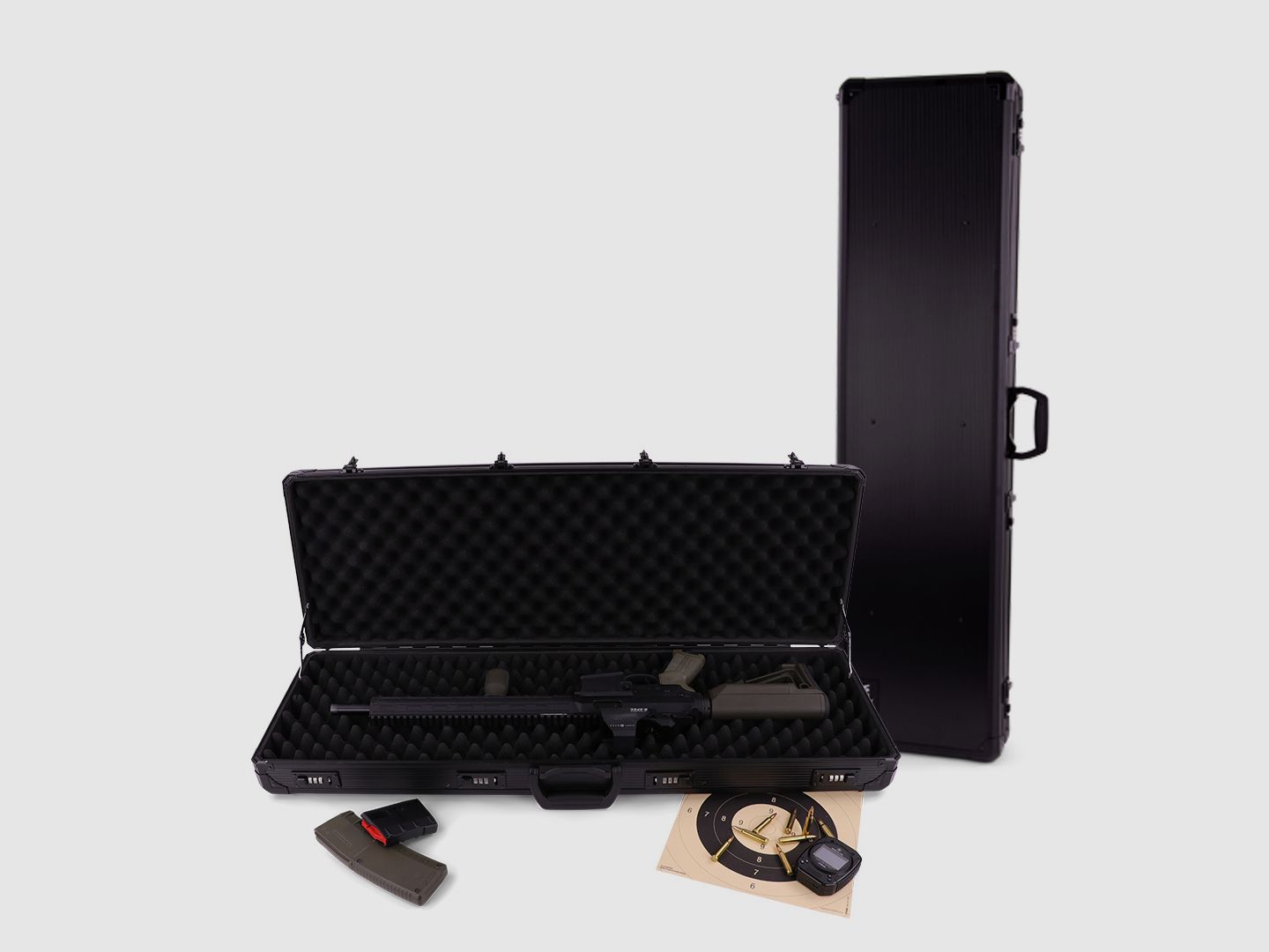 Custodia per fucile invernale W12 - lunghezza interna di 119 cm - 1 fucile lungo - 4 serrature a combinazione - protuberanze (Notte)