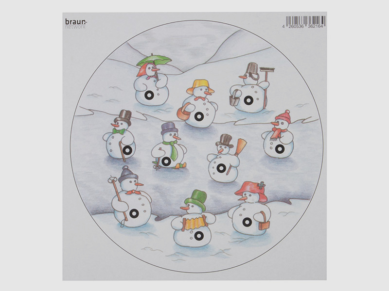 Zielscheibe Schneemann 14 x 14 cm farbig 10 StĂĽck