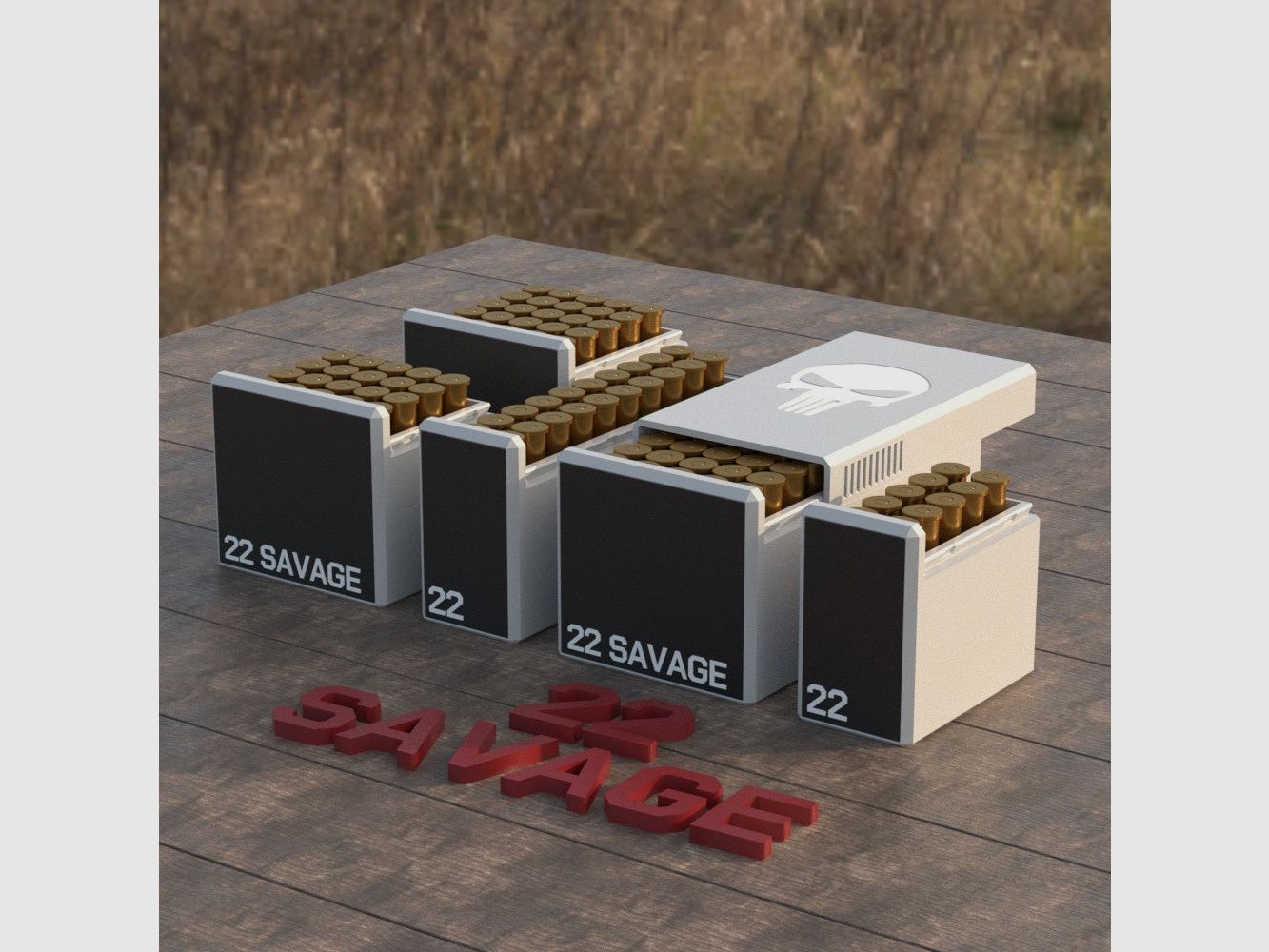 Filamelt Munitionsbox / Ammo Box .22 Savage – Patronenbox für 50 Schuss, Made in Germany