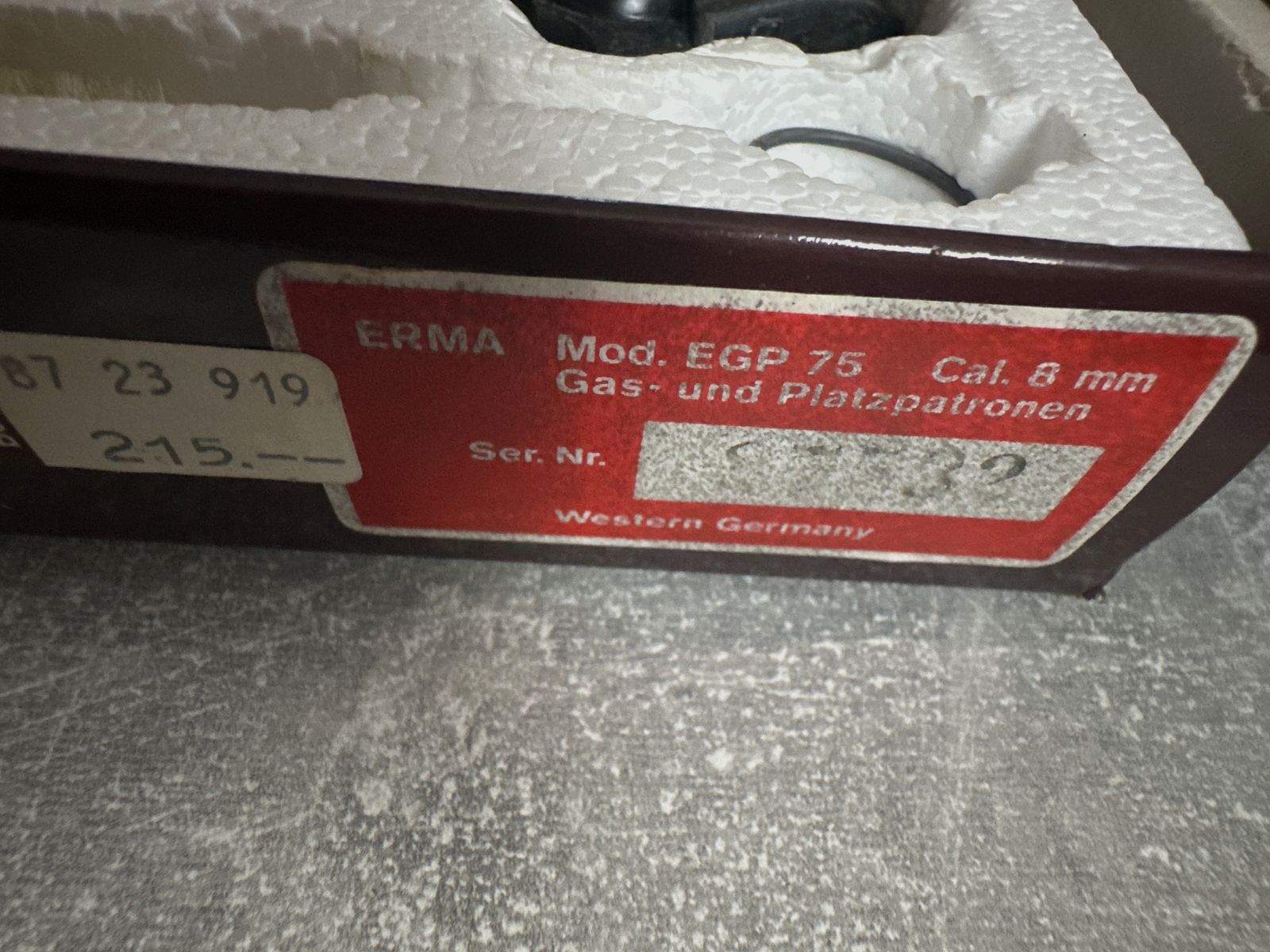 Pistole ERMA Werke Mod. EGP 75 S cal. 8 mm K . Komplett Set