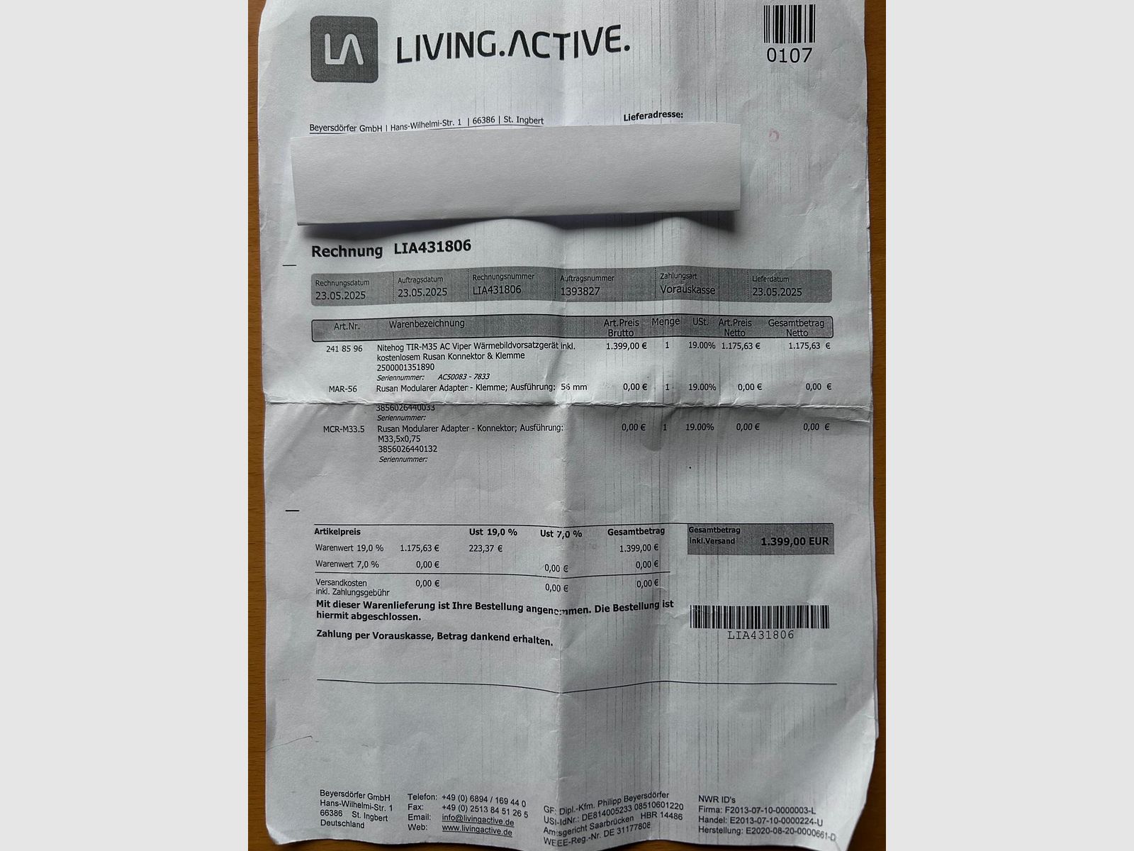 Dispositivo de visión nocturna de doble uso como nuevo: Nitehog TIR-M35 AC Viper dispositivo de imagen térmica