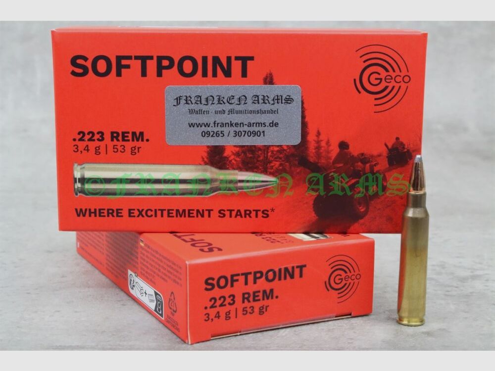 Geco Teilmantel .223 Rem. 53gr. 3,43g 20 pièces prix dégressif