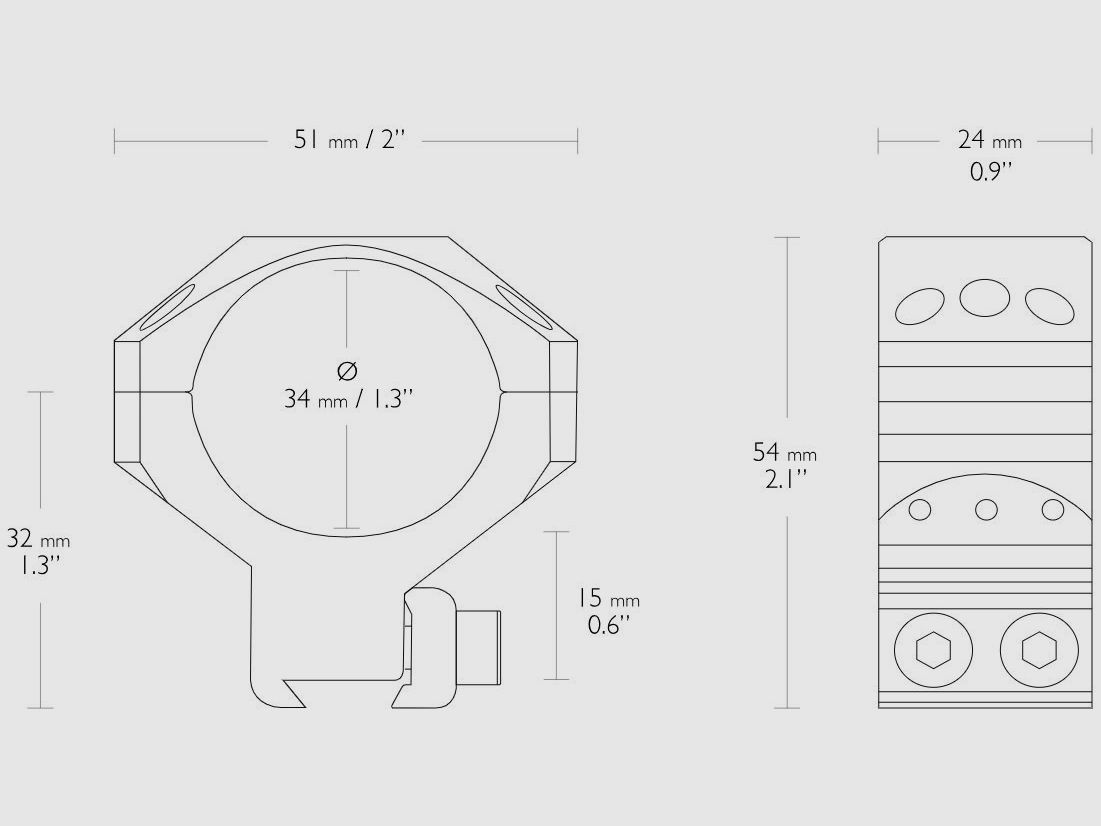 Hawke Taktische Festmontage aus Aluminium 9-11mm 34mm zweiteilig Medium, Bild 2 von 2