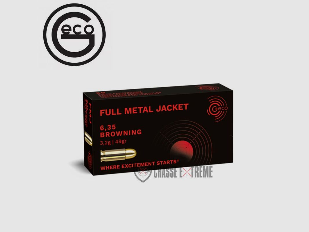 50 Patronen GECO Kal. 25 Auto Browning 49gr FMJ
