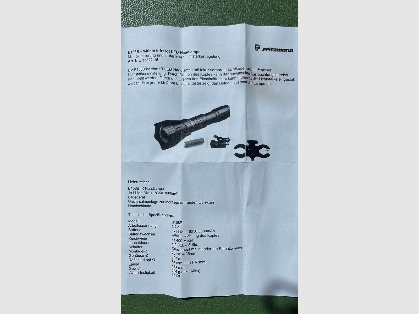Fritzmann Infrarotstrahler / IR-Aufheller 940 nm, 47 mm Linse