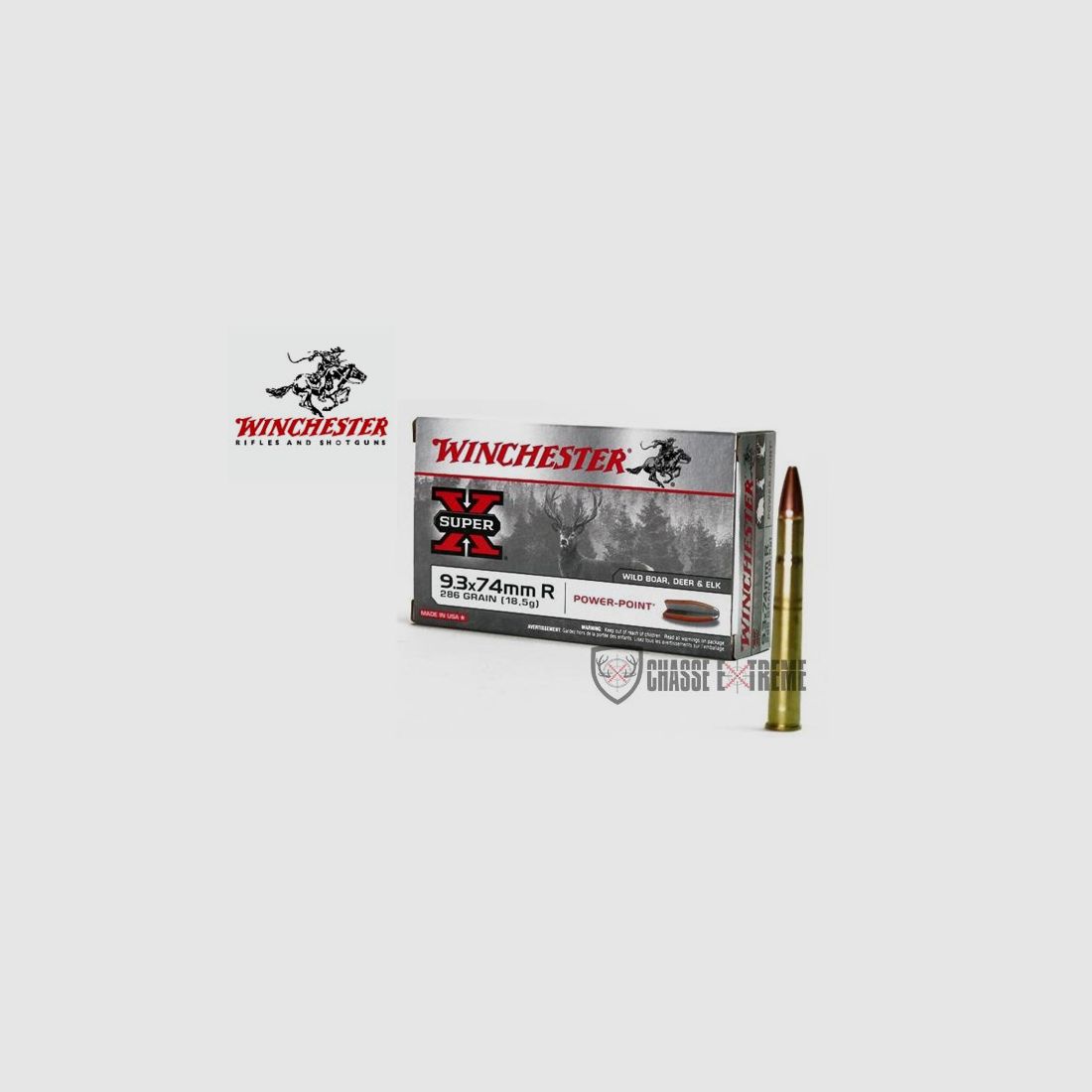20 Patronen WINCHESTER Kal. 9.3X74 R 286gr Power Point