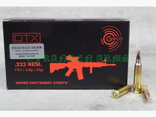 Geco	 GECO DTX .223 Rem. 55gr. 3,56g 150 Stück DEUTSCHE FERTIGUNG Staffelpreis