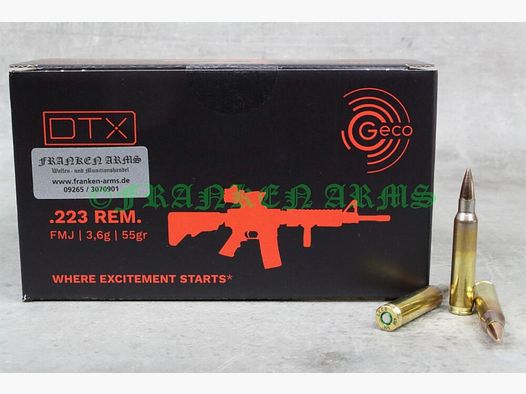 Geco GECO DTX .223 Rem. 55gr. 3,56g 150 sztuk NIEMIECKA PRODUKCJA Cena w zależności od ilości