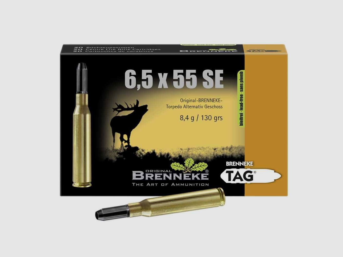 6.5x55 TAG lead-free 8.4g/130grs. Brenneke