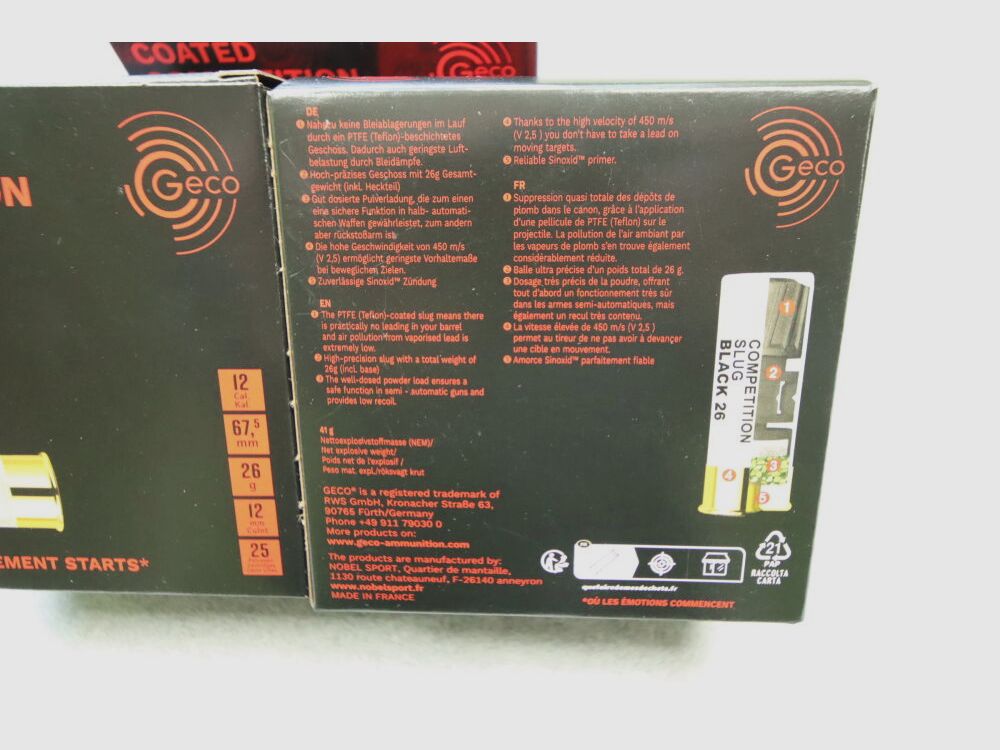 GECO Coated Competition Slug Black 12/67.5 26g / 401gr 25 shots