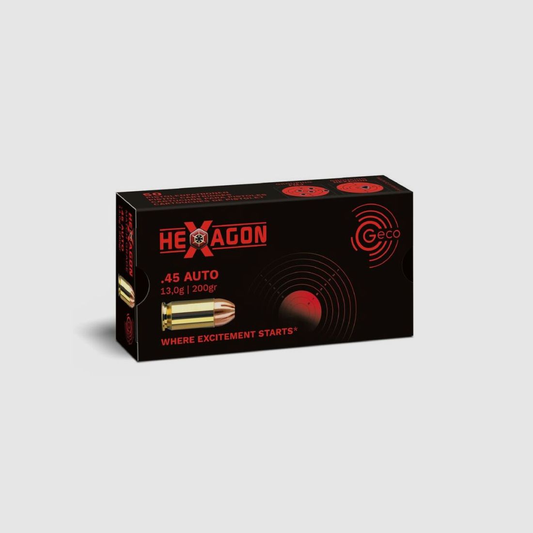 GECO .45 Auto Hexagon 13,0g/200gr - 50 Patronen