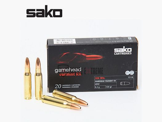 20 nabojów SAKO Gamehead Varmint Rx kal 308 Win 130 gr