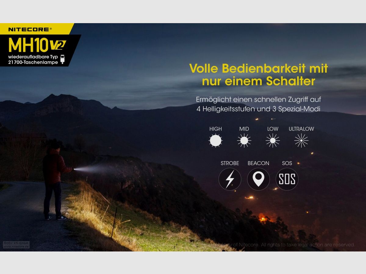 Nitecore MH10V2 Taschenlampe MH10 V2 1200 Lumen