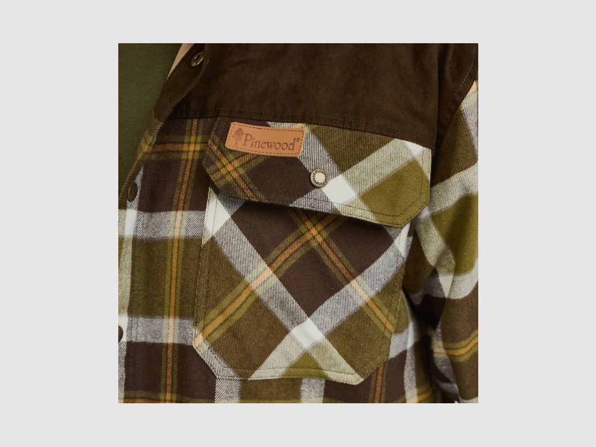 Pinewood Douglas Men's Shirt with Membrane 9436 Olive Green/White, image 3 of 4