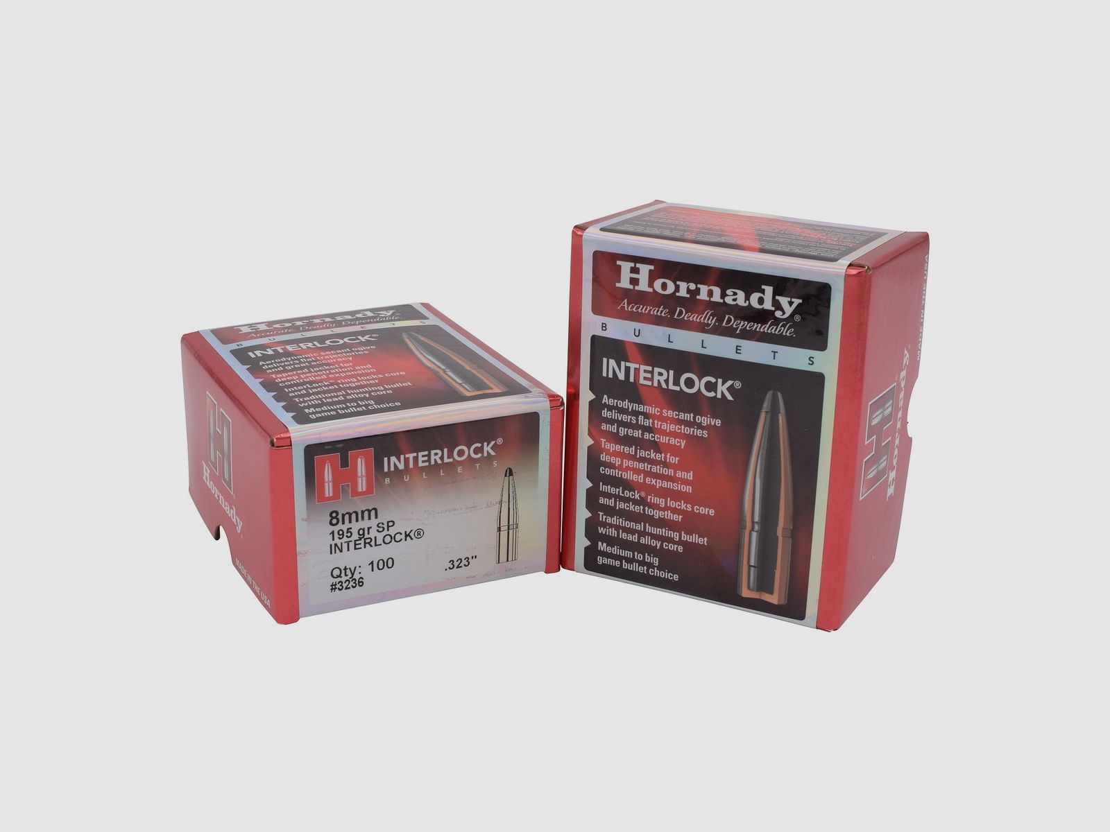 Hornady BULLETS .8MM/.323 195GR INTERLOCK SP – 100 Stk.