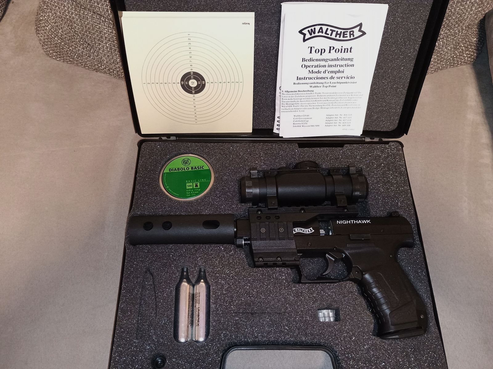 Walther Nighthawk with accessories