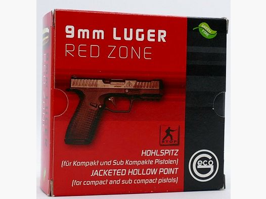 Geco 9mm Luger RED ZONE HP 8,0g / 124grs, Kurzlauf