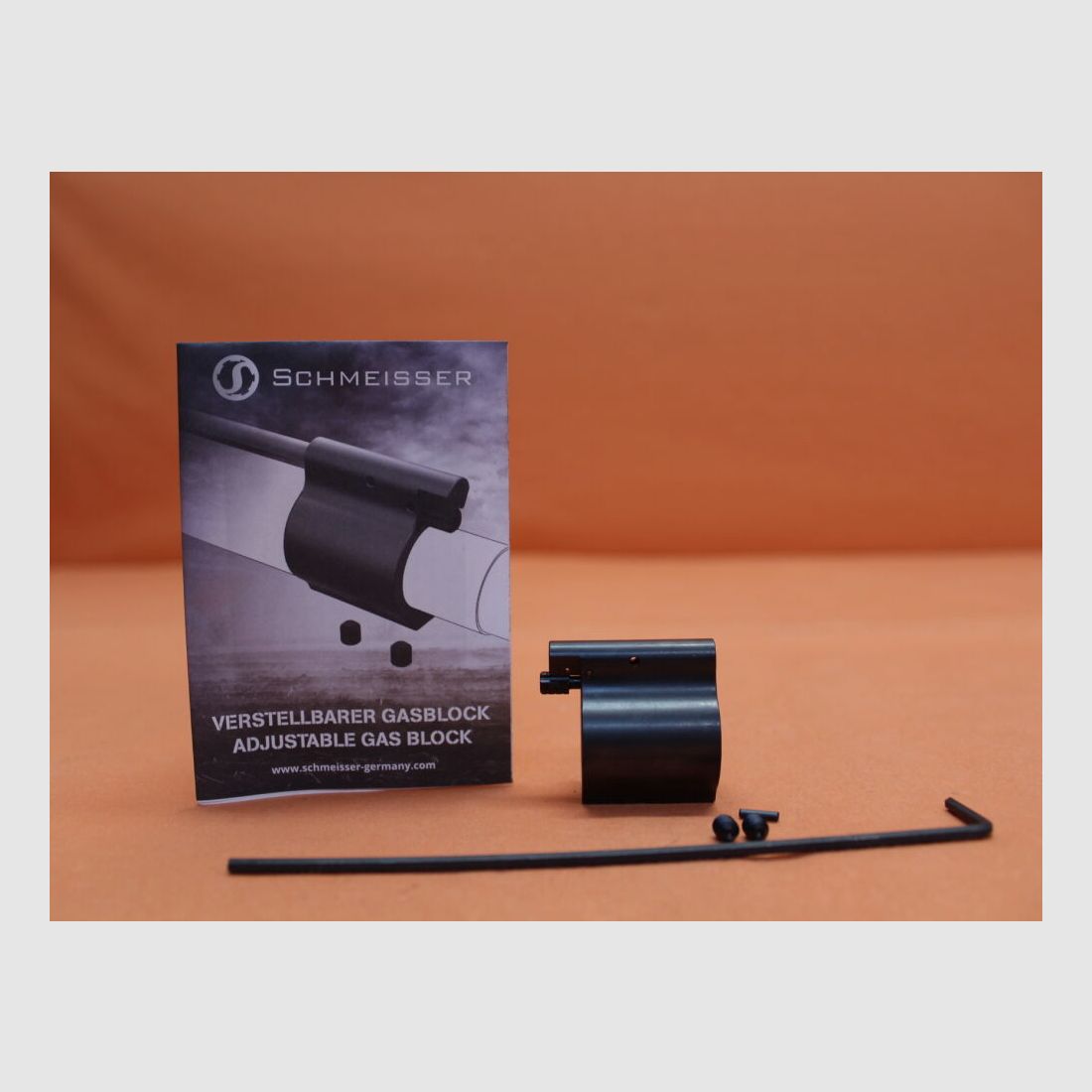 Schmeisser AR-15: Adjustable gas block .750 Schmeisser adjustable gas take-off with locking 20 positions