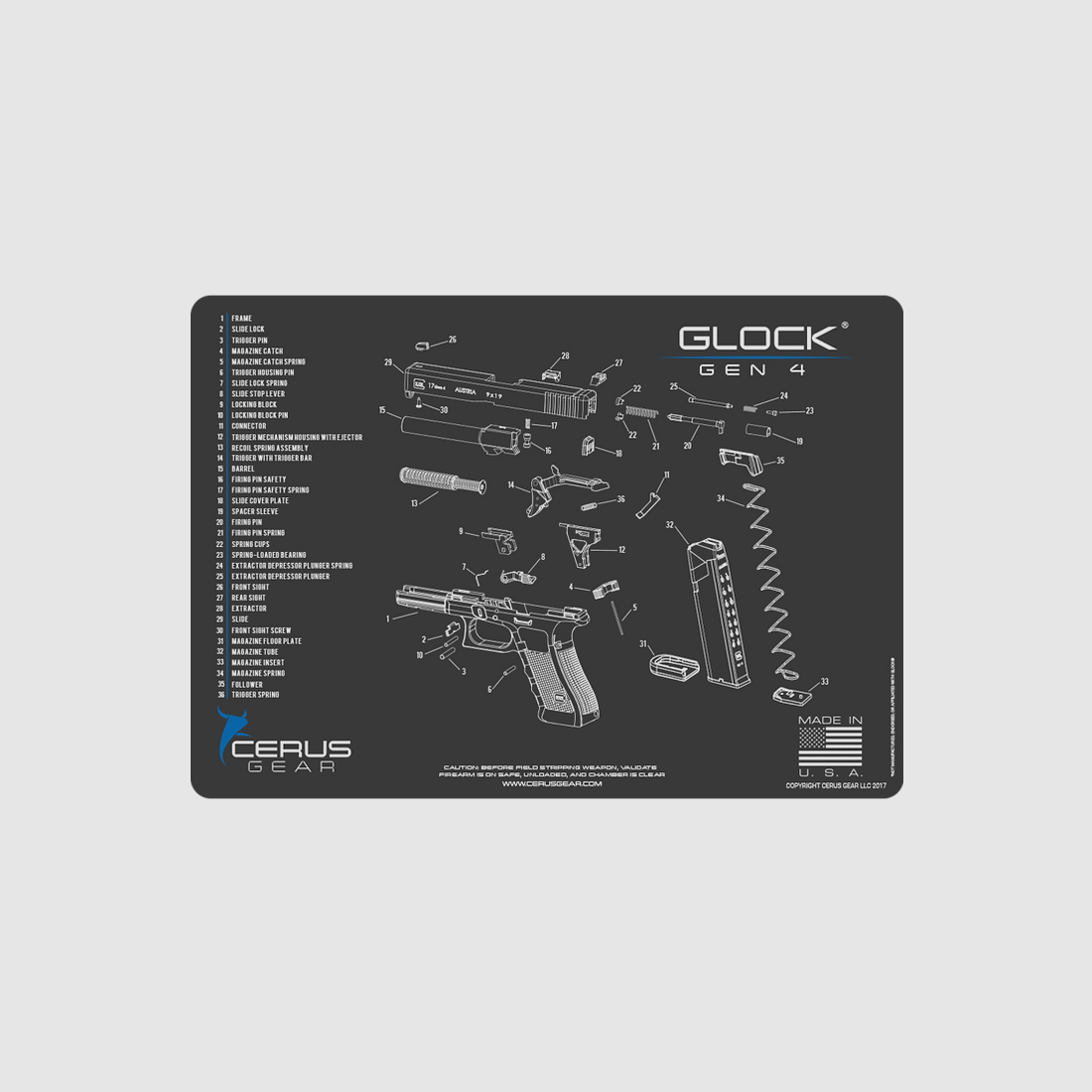 Cerus Gear – Renigungsmatte – Glock Gen 4