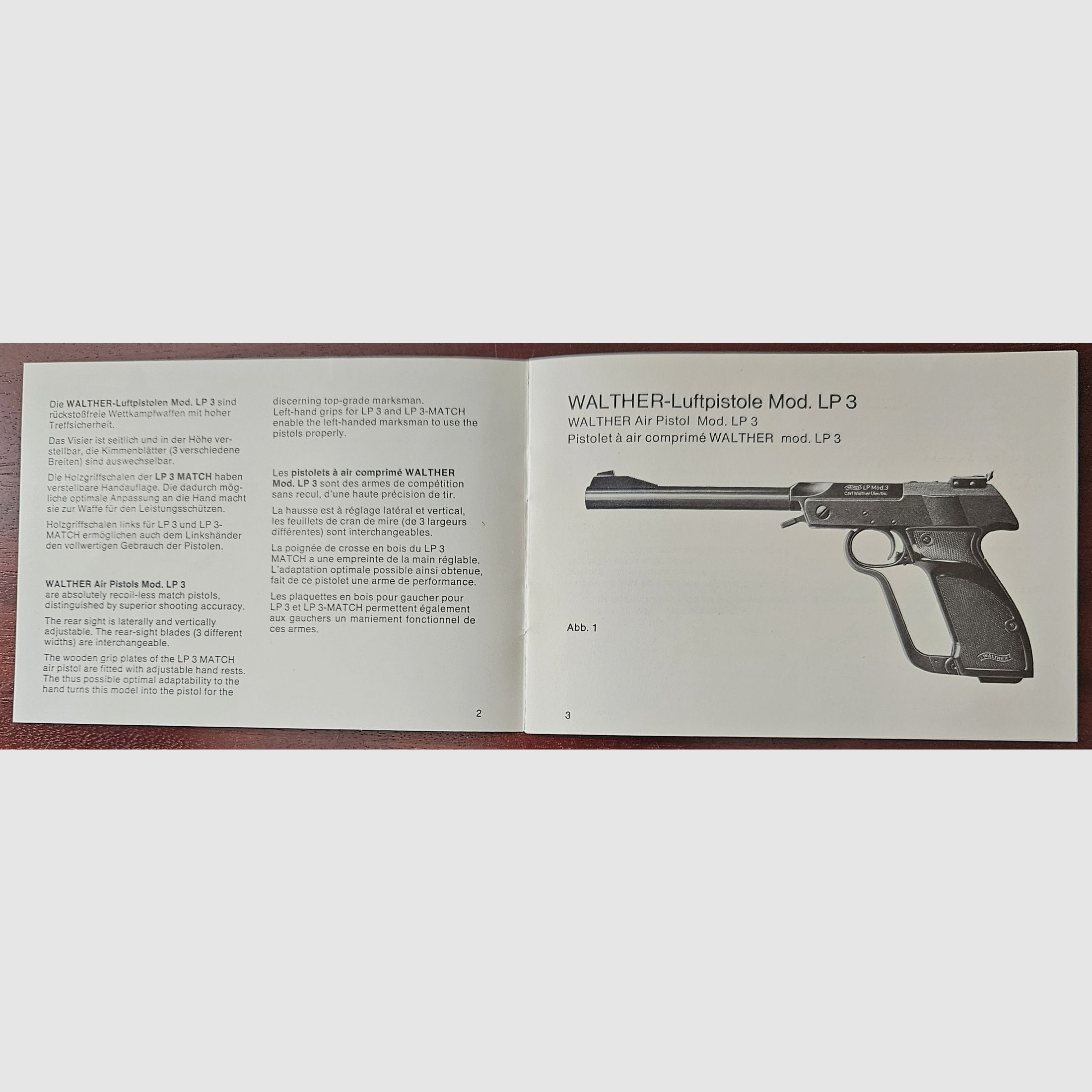 Istruzioni originali per l'uso della pistola ad aria compressa Walther 3, immagine 2 di 3