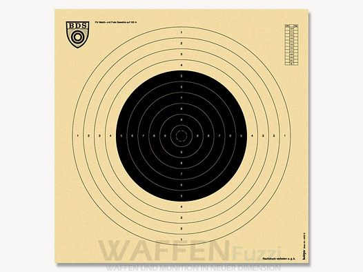 Cible BDS Z1 selon le manuel sportif BDS 100 mètres avec fentes d'insertion 50 pcs.