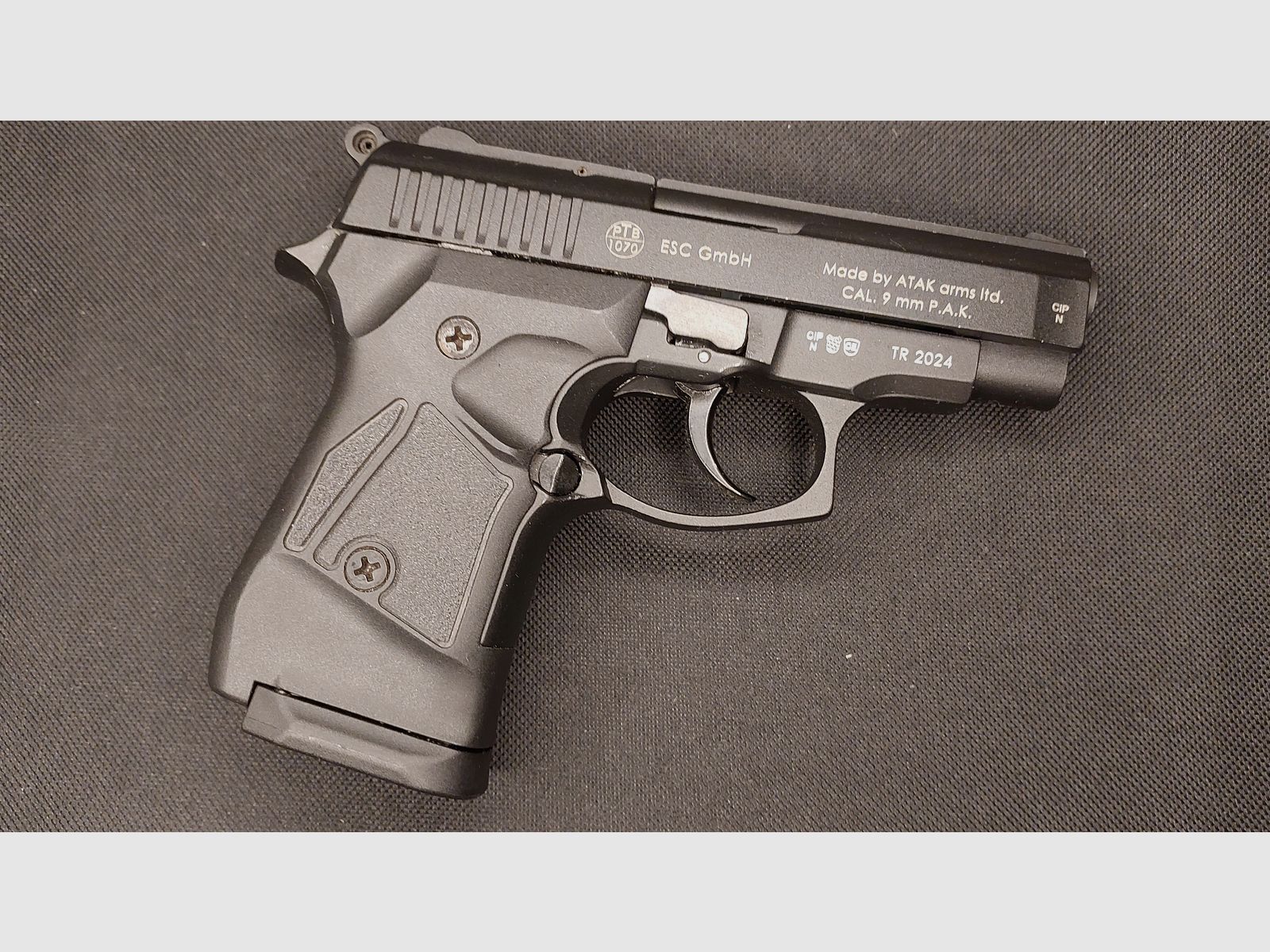 Zoraki 914-P TR-2024 pavonado pistola de fogueo 9mm P.A.K. PTB (1070) Z 914 con cargador adicional de 25 disparos