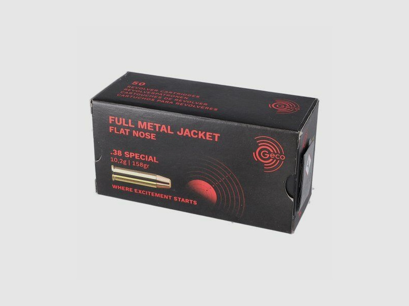 GECO Full Metal Jacket Flat Nose 158gr .38Special