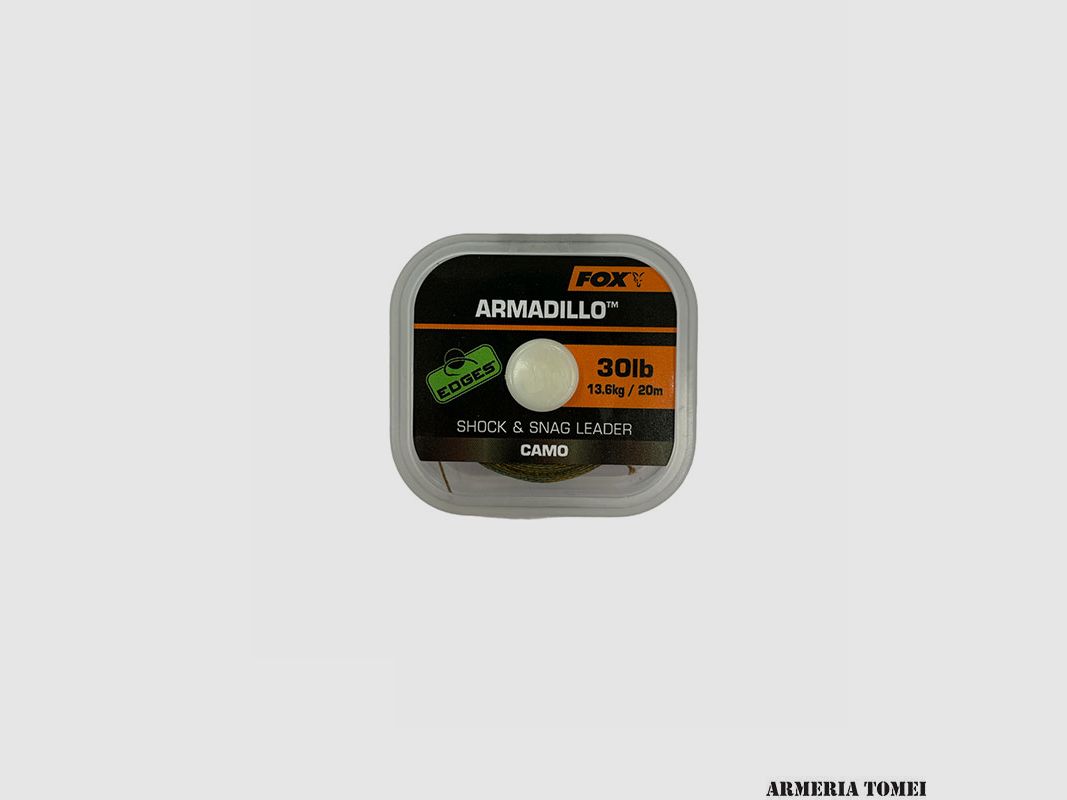 FOX – EDGES CAMO ARMADILLO 30lb 13.6kg / 20m SHOCK & SNAG LEADER, immagine 1 di 2