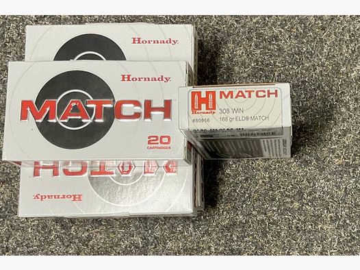 Hornady Match 308 Win 168 gran ELD MATCH
