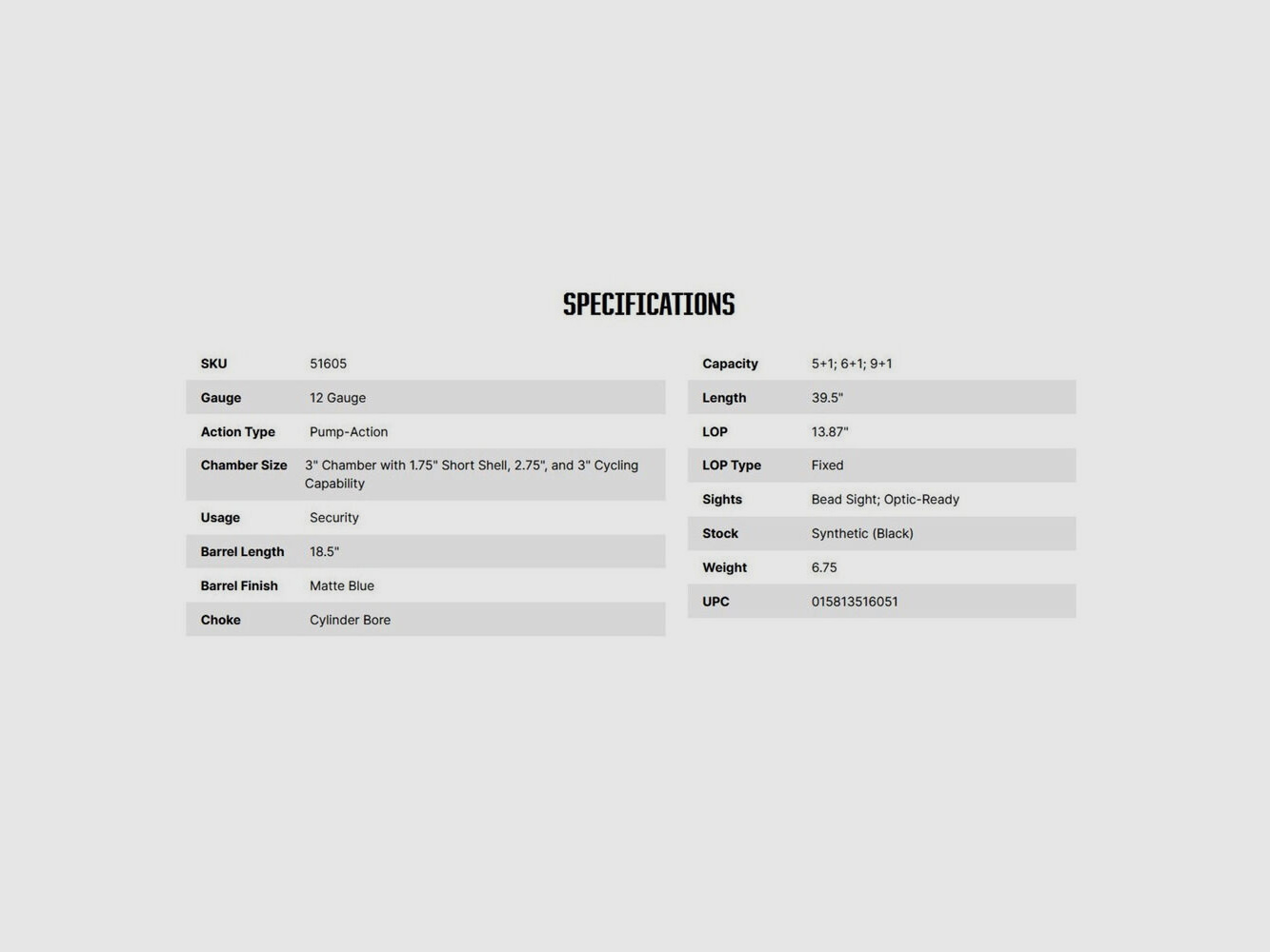 Mossberg 590S Optic-Ready 18.5" (5 inches) Black 12/76