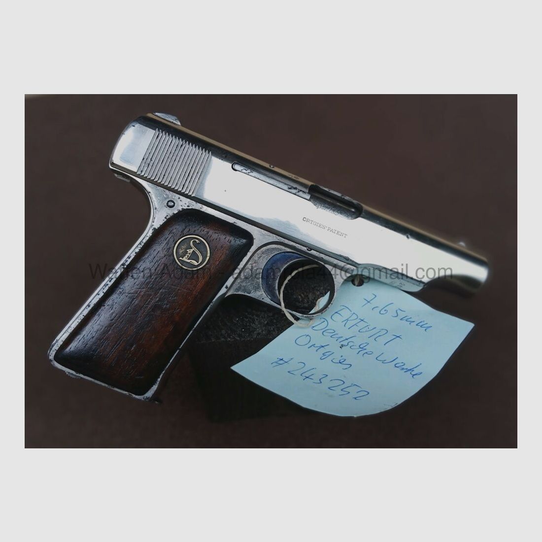 Ortgies, German Works Erfurt Pocket Pistol