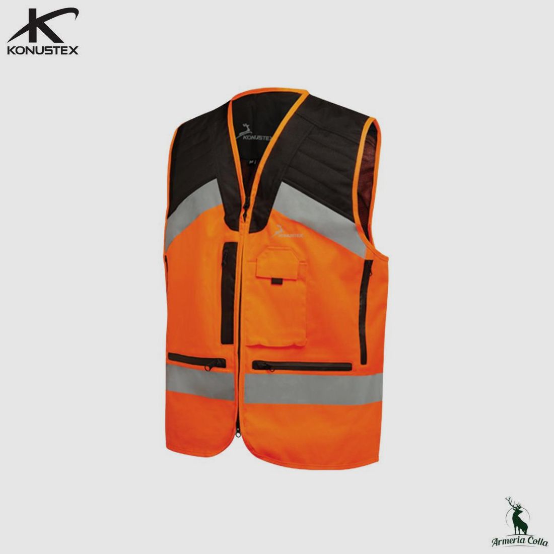 Konustex Gilet Wysoka Widoczność mod. Gametop Reflex kol. Pomarańczowy/Czarny
