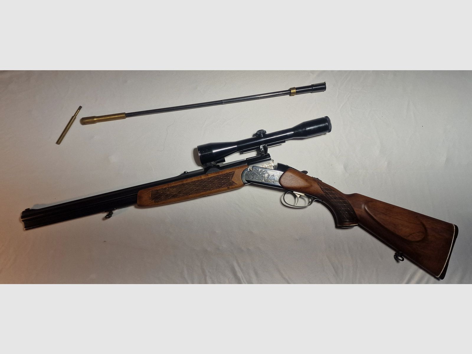 Brünner Bockbüchsflinte 7x65R - 12/70 inclusa canna intercambiabile 5,6x50R Mag