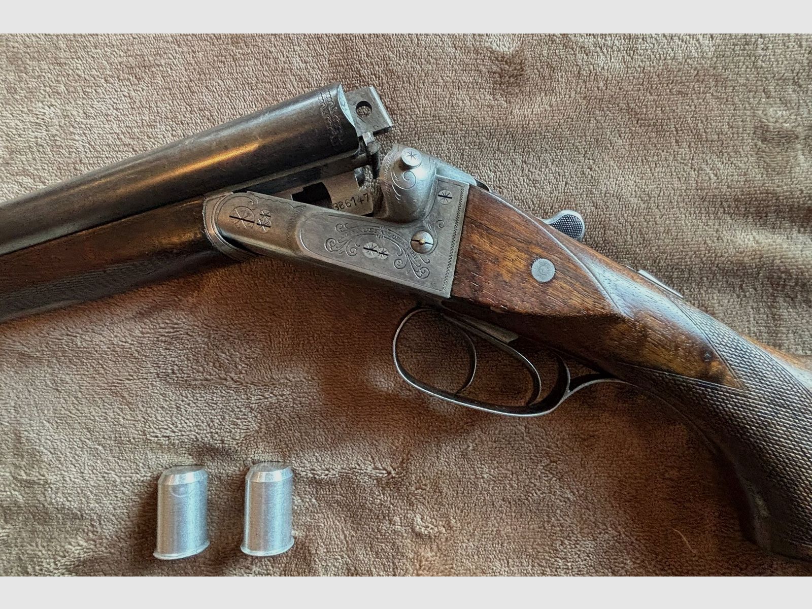 Doppelflinte Sauer&Sohn Suhl Kal. 16/70 mit schönen Ledergewehrriemen 