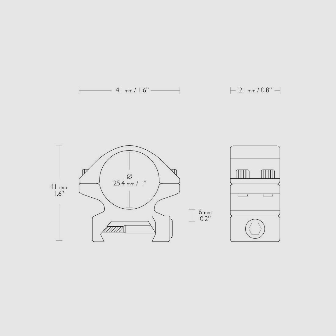 HAWKE 22112 montaggio anello basso 25,4 mm per guida Weaver supporto per telescopio