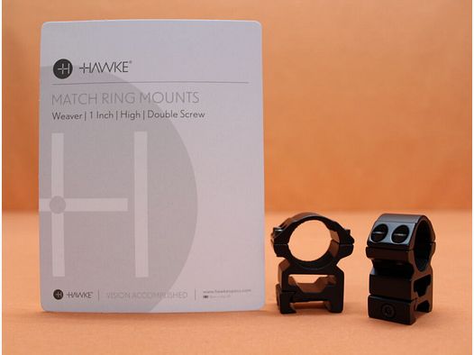 HAWKE HAWKE Montageringe Match 1" high (22114) BH=14mm Alu schwarz matt für Weaver-/ Picatinnyprofil