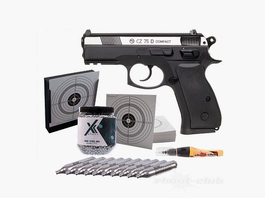 CZ75D Compact Dual Tone CO2 Pistole Kal. 4,5mm BB im Kugelfang-Set