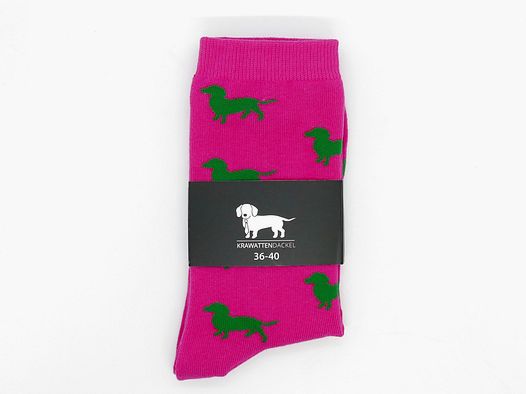 Krawattendackel Socken pink Dackel grün Größe 36-40 Damenstrümpfe