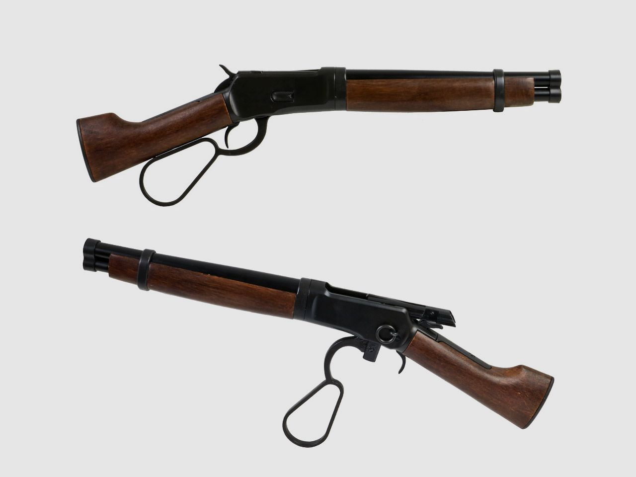 Deko Westerngewehr Kolser Winchester Mare's Leg Short realistisches Repetieren mit HĂĽlsenauswurf LĂ¤nge 55 cm schwarz