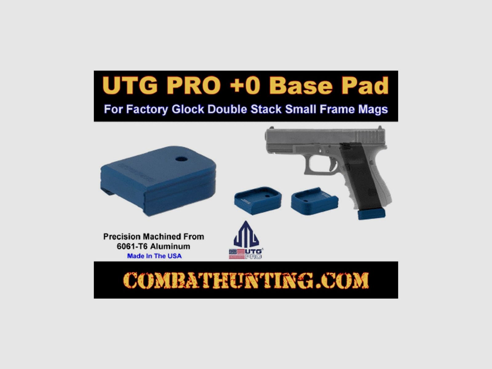 UTG PRO +0 Base Pad, Glock Small Frame 9mm/.40, Black oder Blue Aluminum