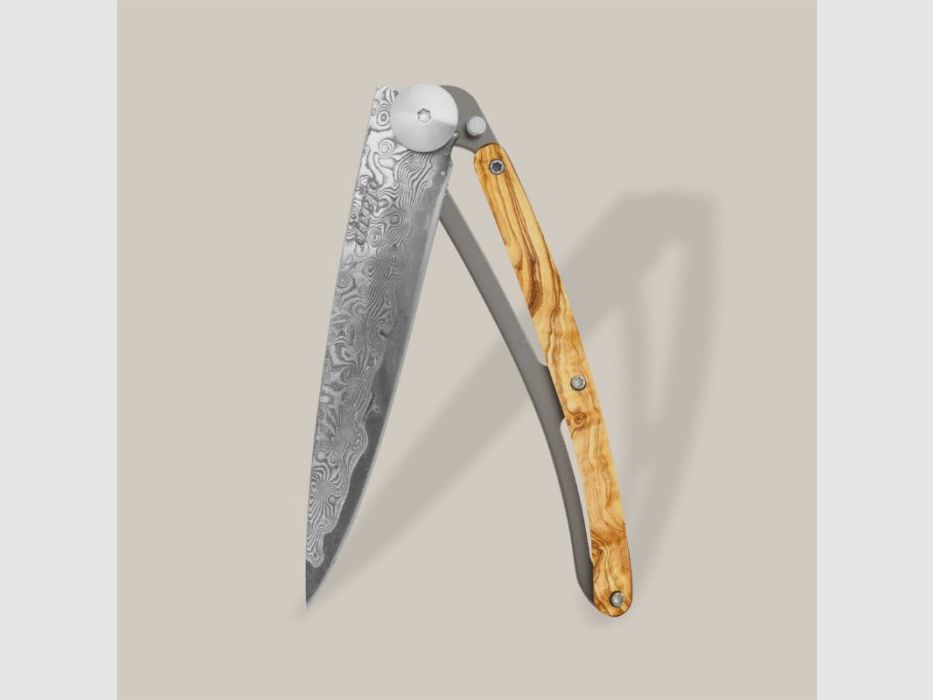 Deejo Taschenmesser Olivenholz | Damascus 88, Bild 1 von 6