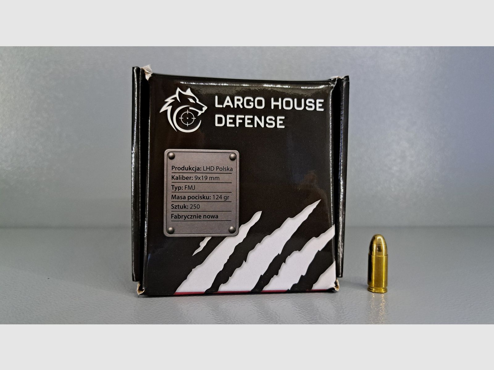 LHD 9x19 LUGER FMJ 8G 124GR, verpackt zu 250 Stück
