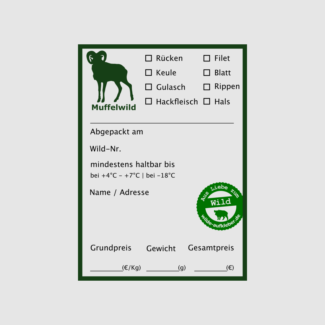 Wilde Aufkleber Typ Muffelwild