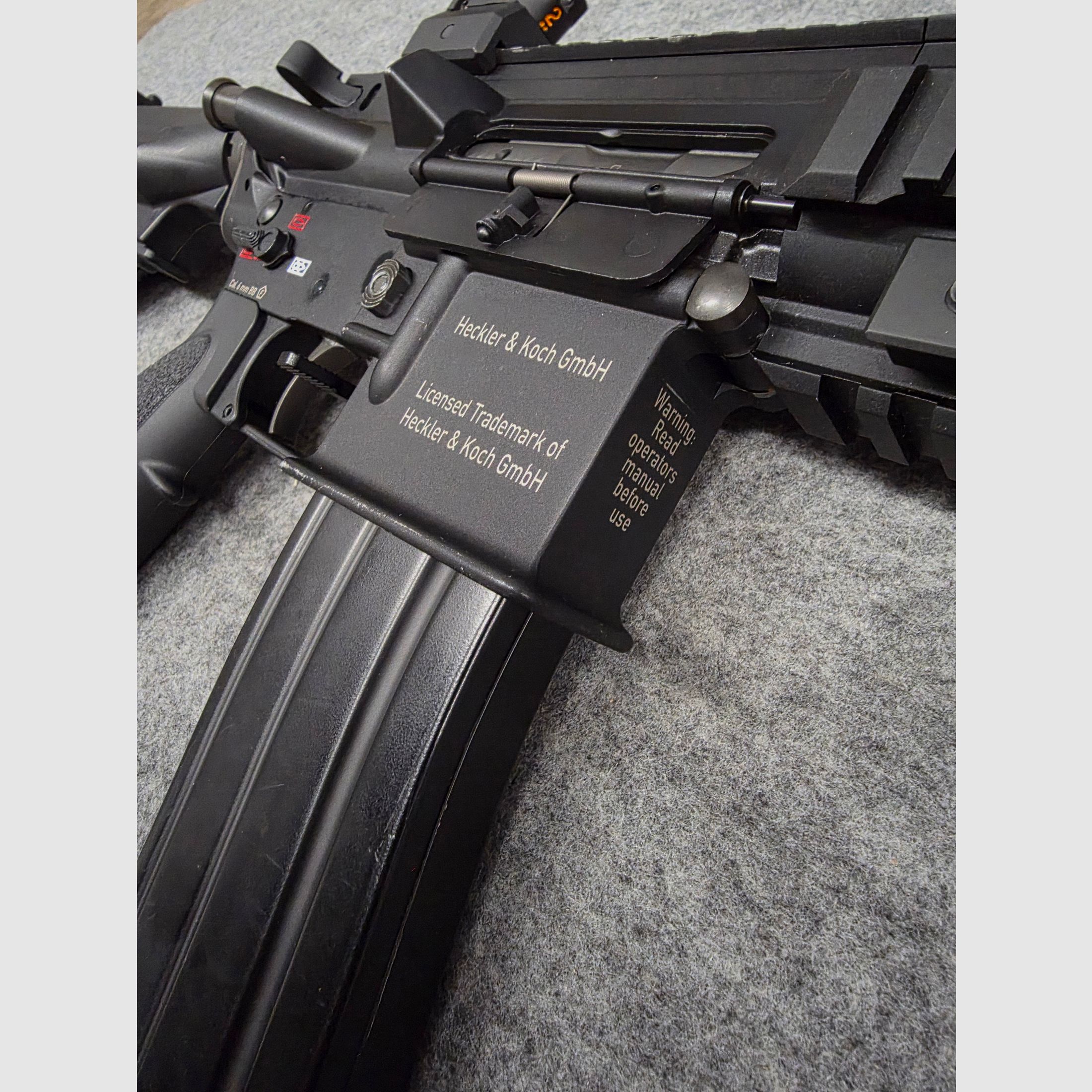 Neuwertige Gas Blowback HK416  GBB mit V3 Nozzle Stahl Bolt viel neues Zubehör Tuning Softair Gewehr ab 18 Jahre 6mm BB